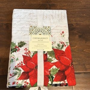 Cynthia Rowley tablecloth 60”x104” Christmas poinsettia